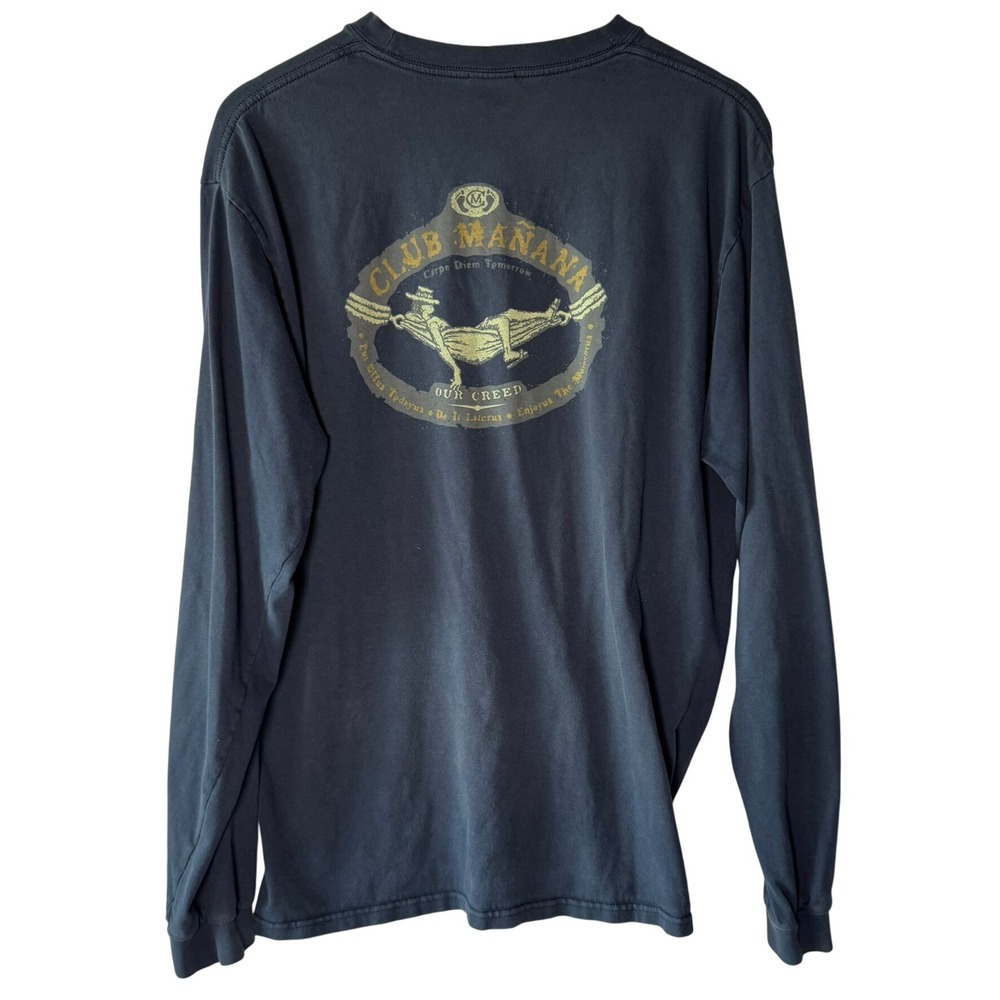 Club Manana Hawaii Graphic Souvenir T-Shirt Long Sleeve Carpe Diem Size Large‎